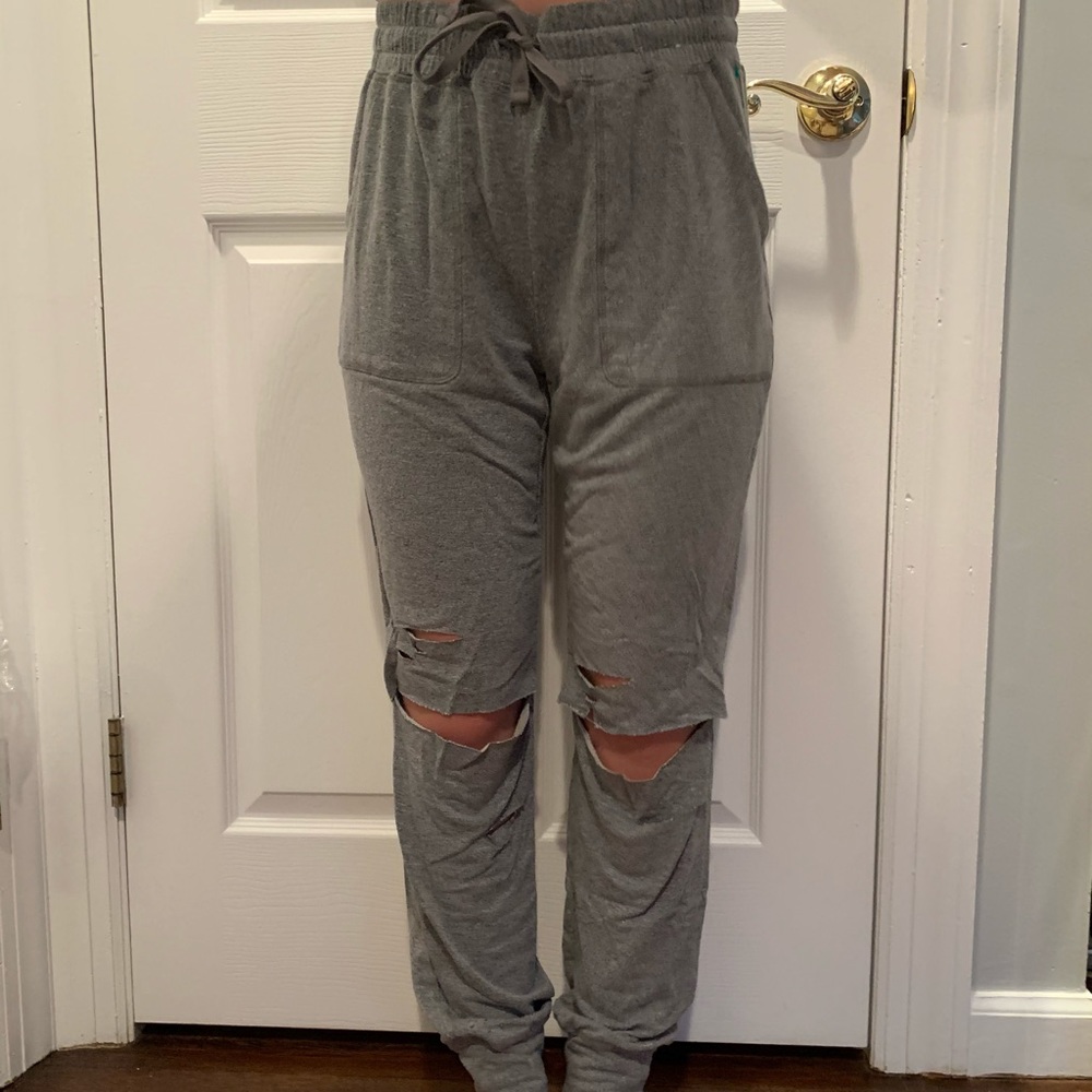 Gray ripped joggers